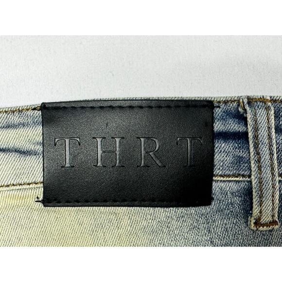 THRT Men's 2-Tone Cargo Pocket Distressed Skinny Denim Jeans - Size 38 (38x32) - Picture 3 of 5